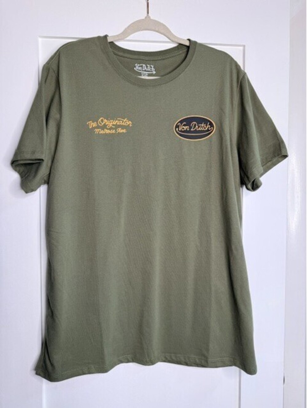 Von Dutch The Originator T Shirt Men's XL Olive Green Melrose Y2K Graphic Tee